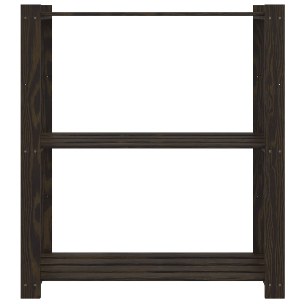 vidaXL Regał z 3 półkami, czarny, 80x38x90 cm, lite drewno sosnowe
