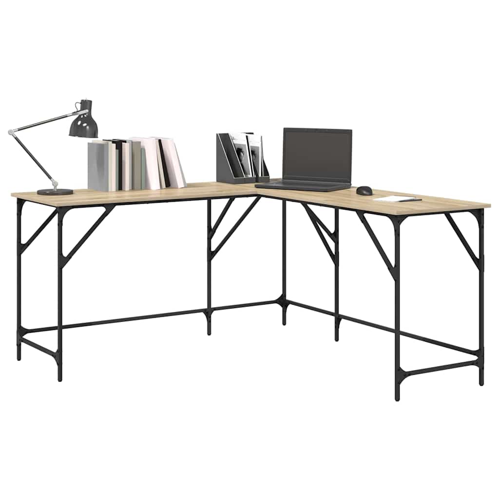 vidaXL Biurko, dąb sonoma, 149x149x75 cm, materiał drewnopochodny