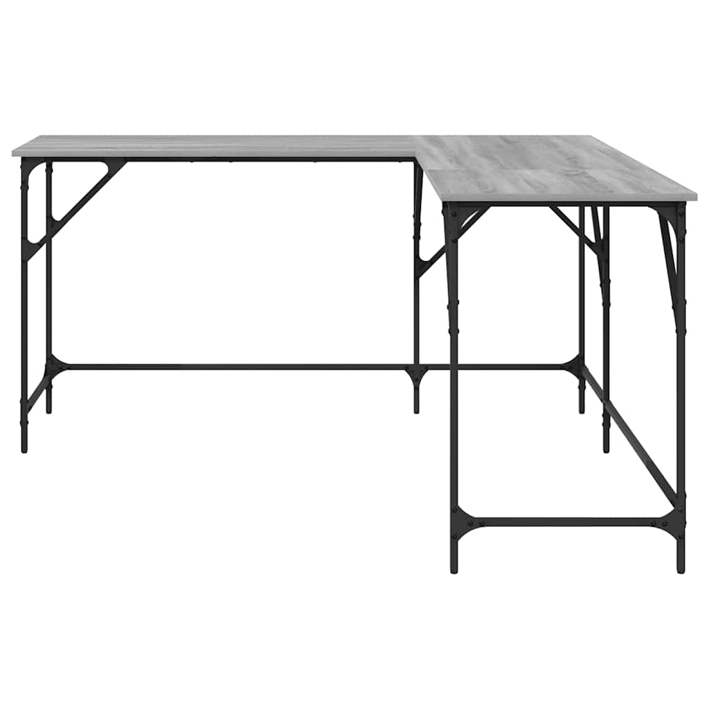 vidaXL Biurko, szary dąb sonoma, 149x149x75cm, materiał drewnopochodny