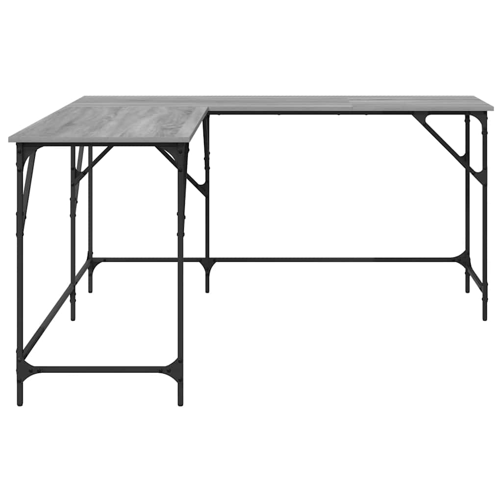 vidaXL Biurko, szary dąb sonoma, 149x149x75cm, materiał drewnopochodny