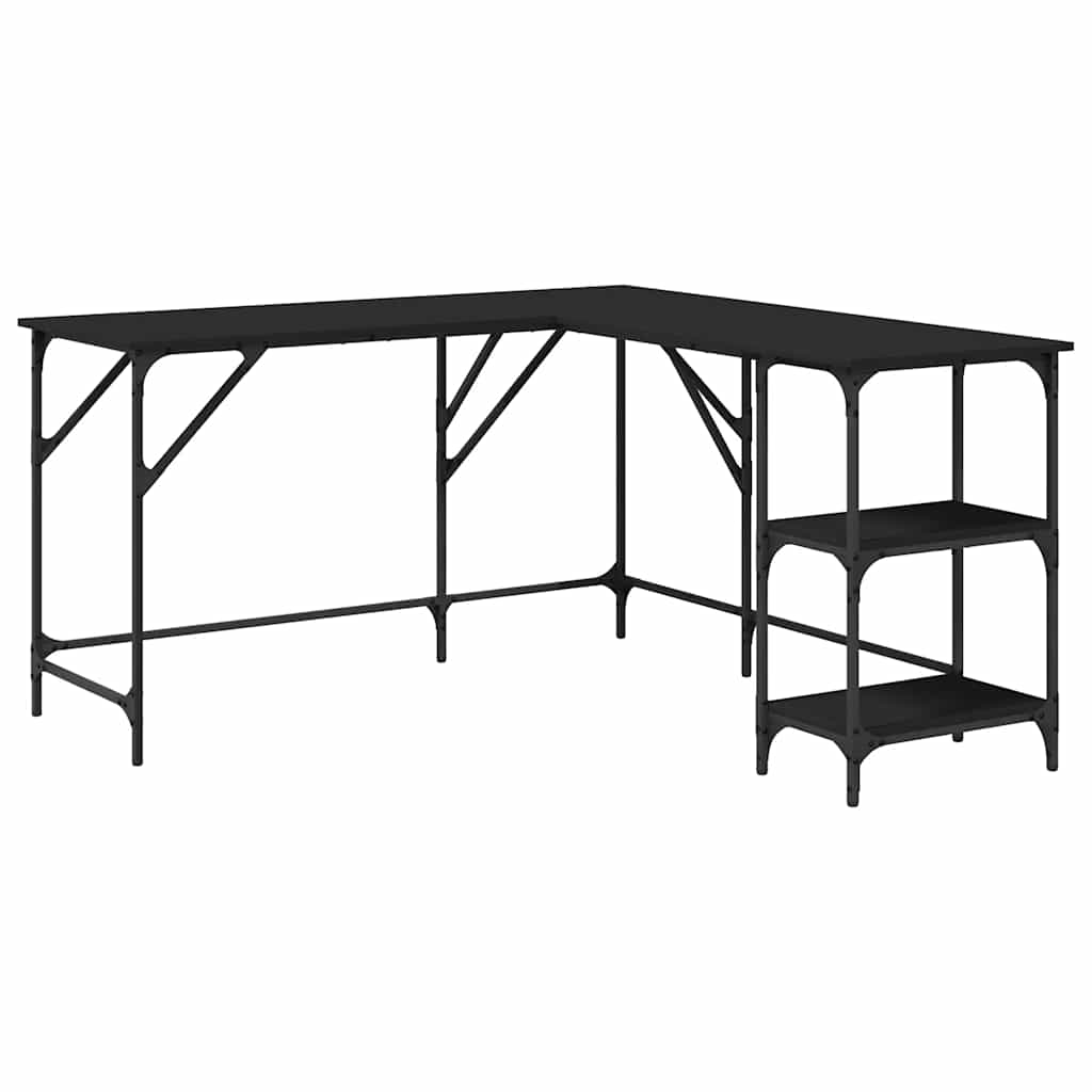 vidaXL Biurko, czarne, 139x139x75 cm, materiał drewnopochodny