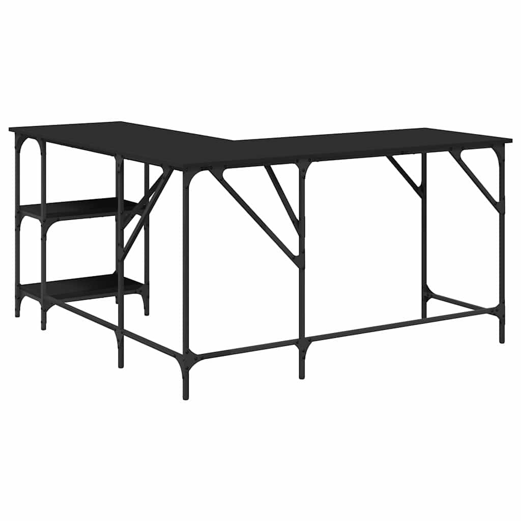 vidaXL Biurko, czarne, 139x139x75 cm, materiał drewnopochodny