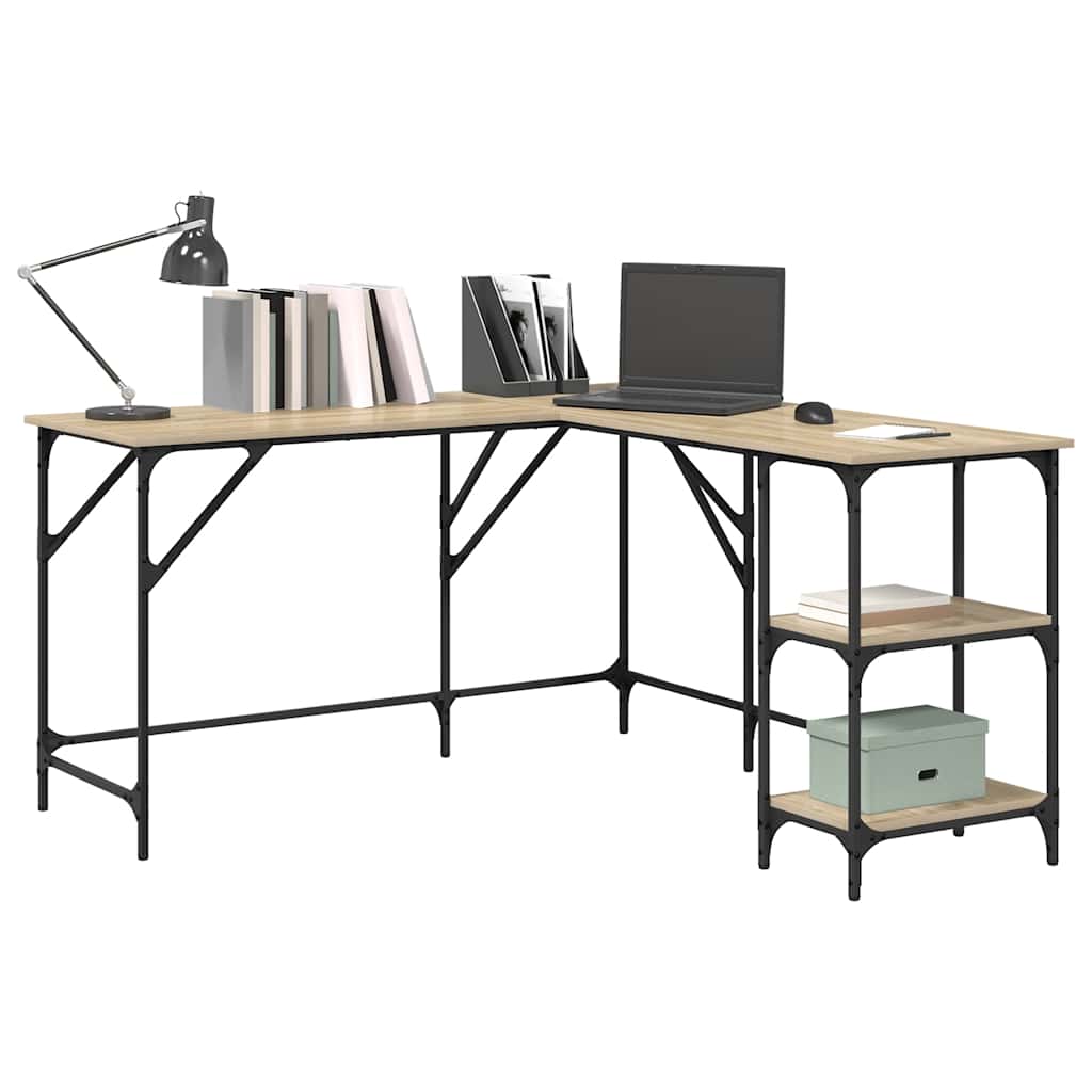 vidaXL Biurko, dąb sonoma, 139x139x75 cm, materiał drewnopochodny