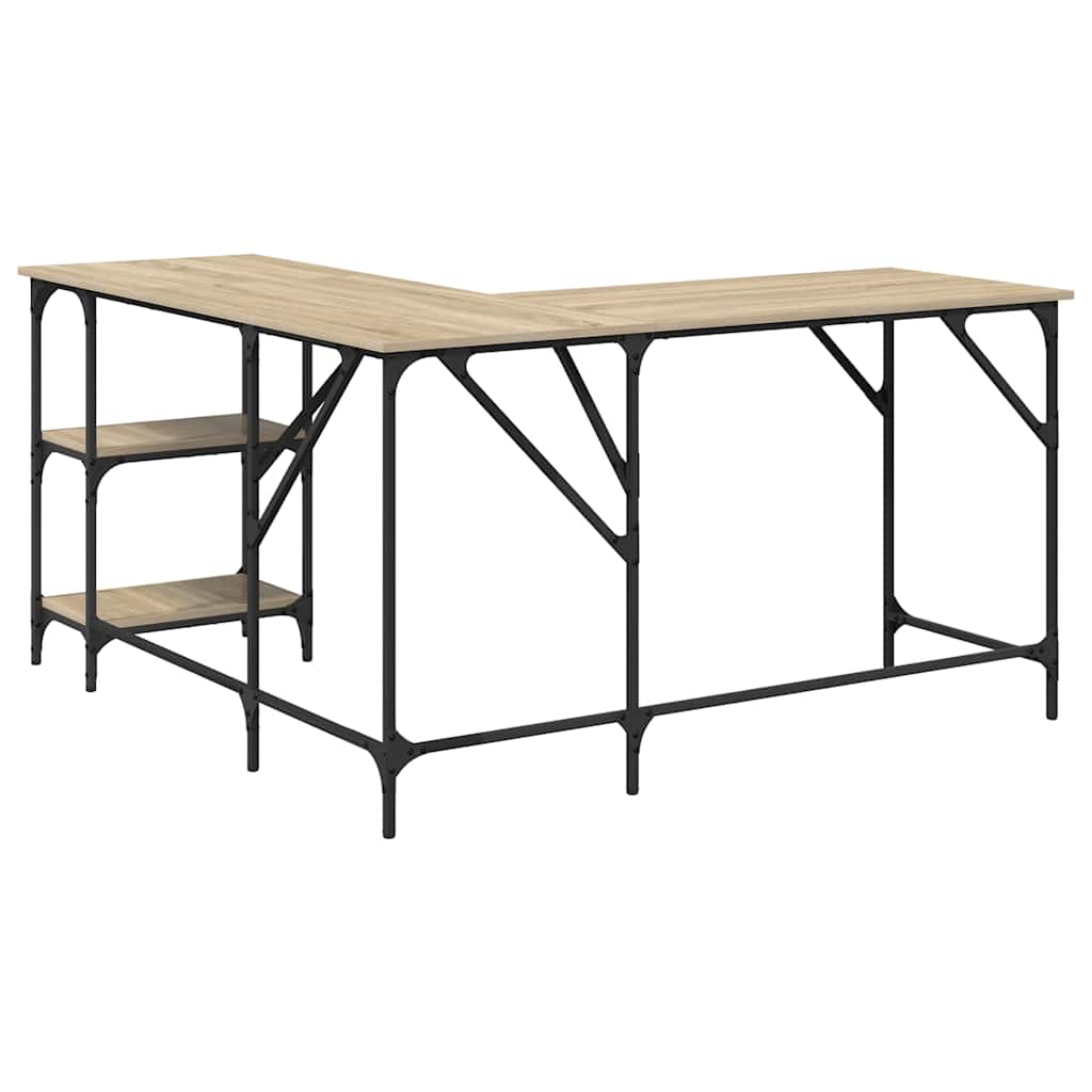 vidaXL Biurko, dąb sonoma, 139x139x75 cm, materiał drewnopochodny