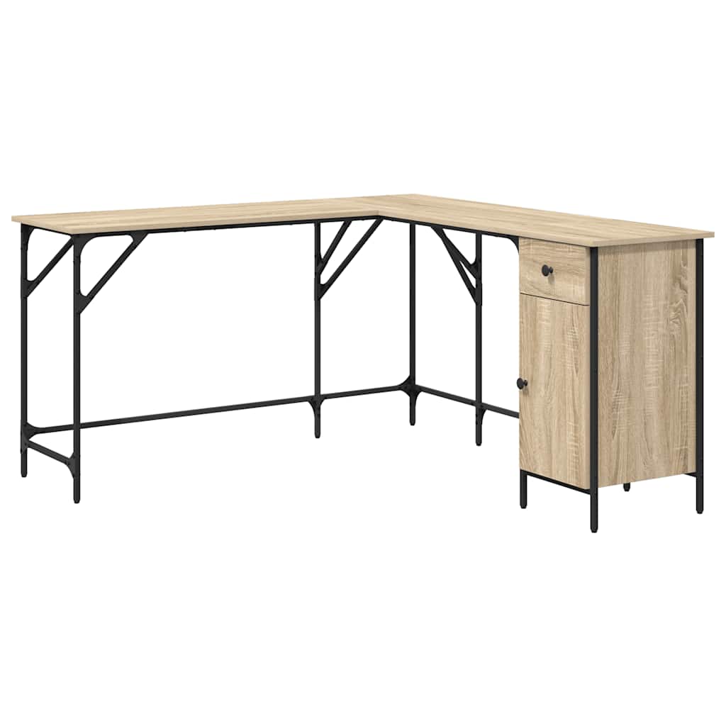 vidaXL Biurko, dąb sonoma, 141x141x75 cm, materiał drewnopochodny