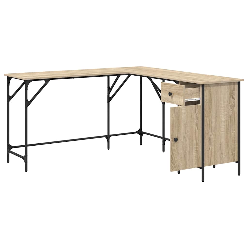 vidaXL Biurko, dąb sonoma, 141x141x75 cm, materiał drewnopochodny