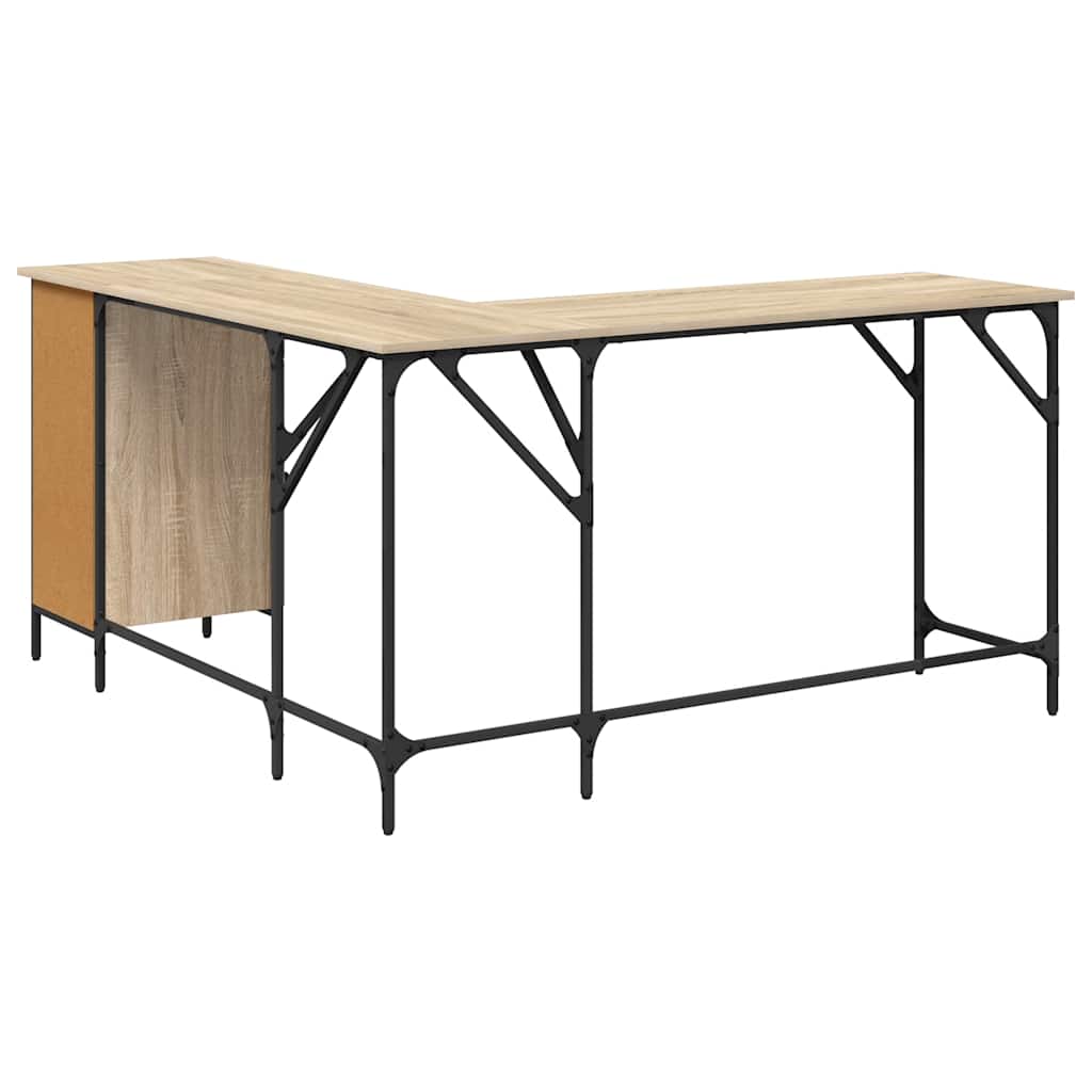 vidaXL Biurko, dąb sonoma, 141x141x75 cm, materiał drewnopochodny