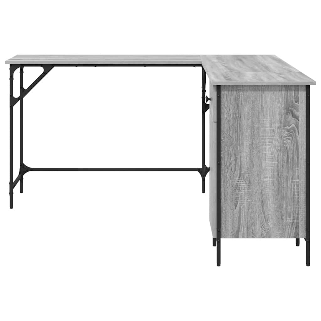 vidaXL Biurko, szary dąb sonoma, 141x141x75cm, materiał drewnopochodny