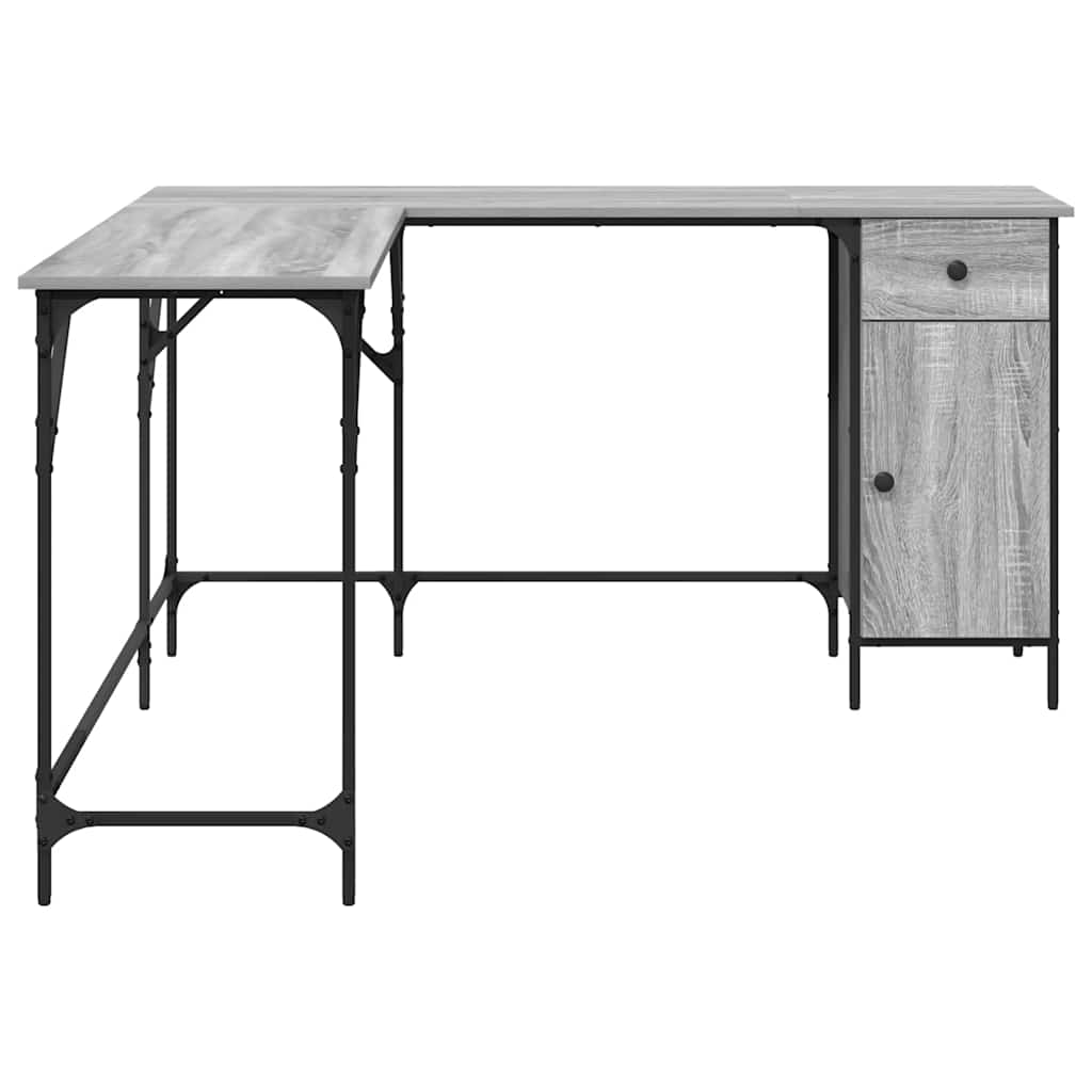 vidaXL Biurko, szary dąb sonoma, 141x141x75cm, materiał drewnopochodny