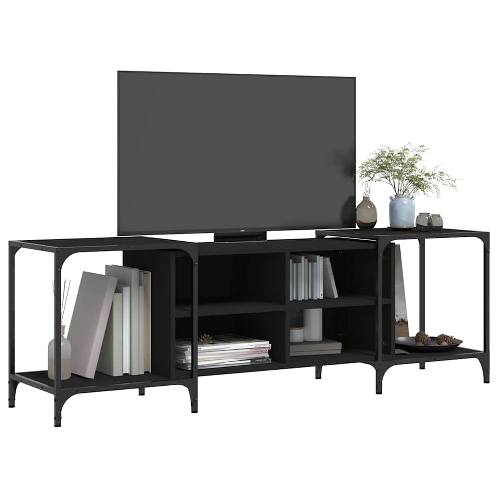 vidaXL Szafka pod TV, czarna, 153x37x50 cm, materiał drewnopochodny