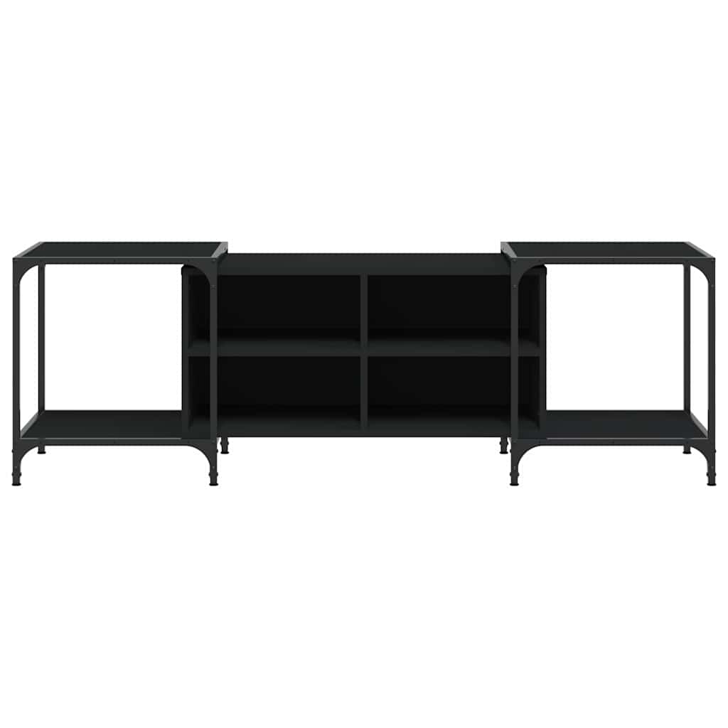 vidaXL Szafka pod TV, czarna, 153x37x50 cm, materiał drewnopochodny