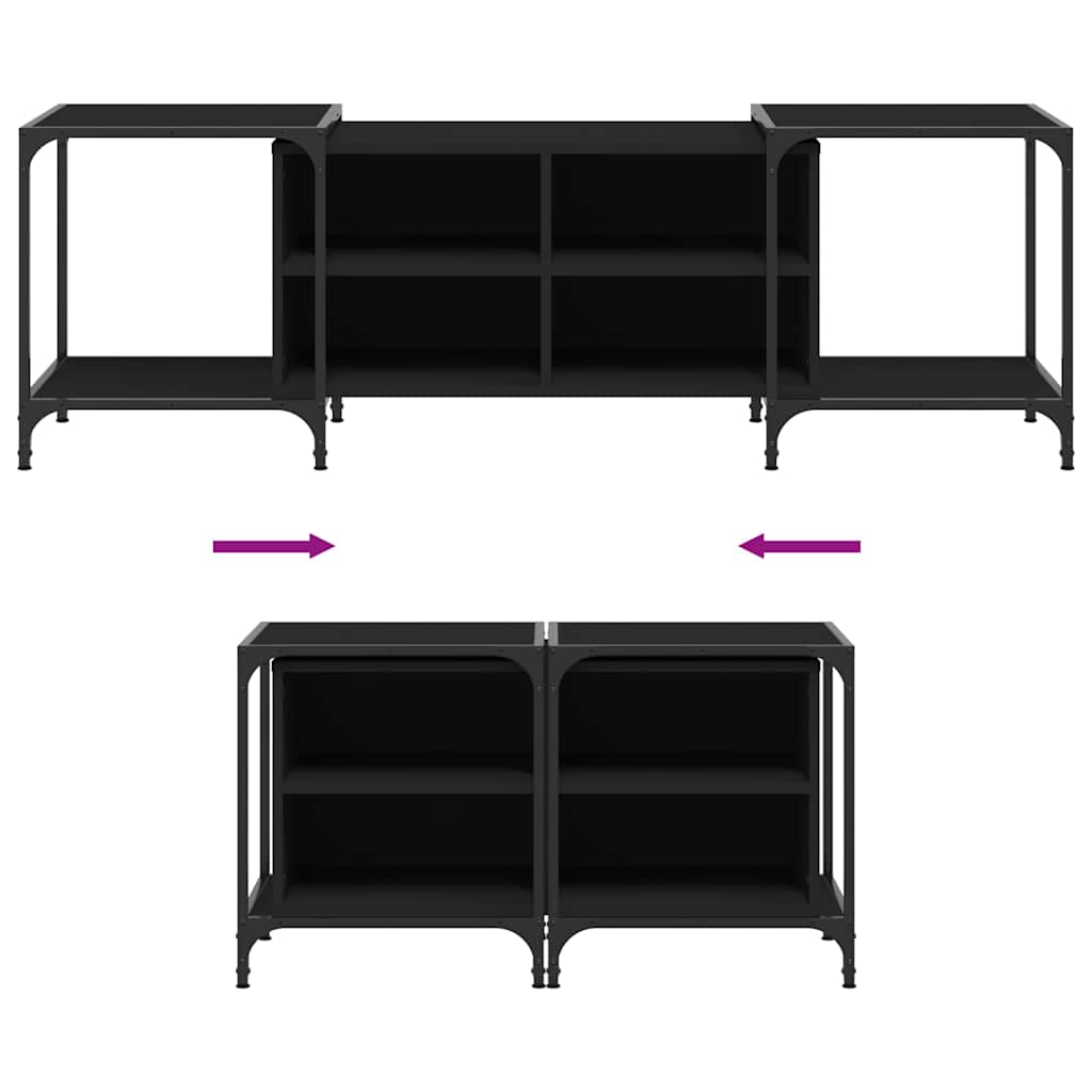 vidaXL Szafka pod TV, czarna, 153x37x50 cm, materiał drewnopochodny