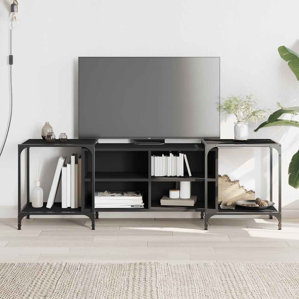 vidaXL Szafka pod TV, czarna, 153x37x50 cm, materiał drewnopochodny