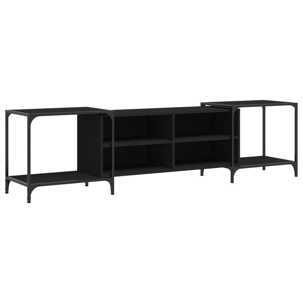 vidaXL Szafka pod TV, czarna, 203x37x50 cm, materiał drewnopochodny