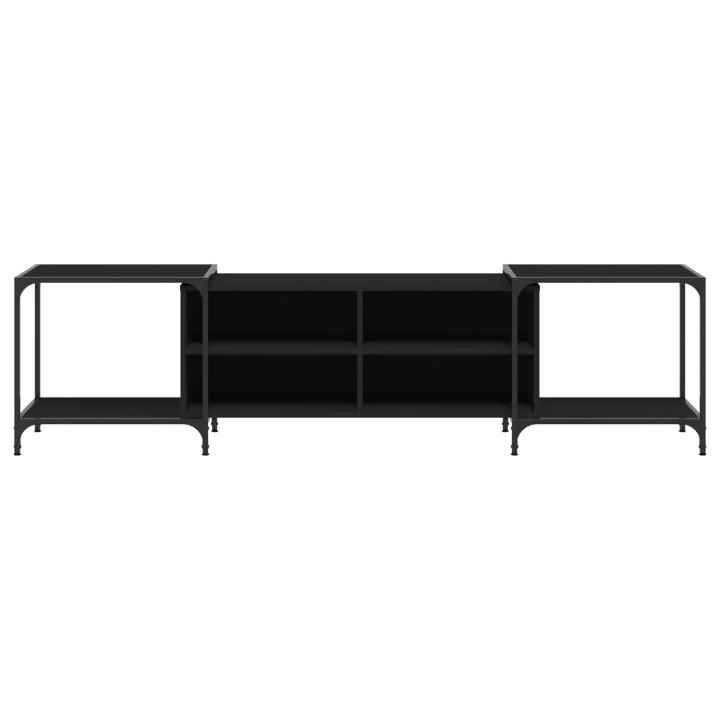 vidaXL Szafka pod TV, czarna, 203x37x50 cm, materiał drewnopochodny