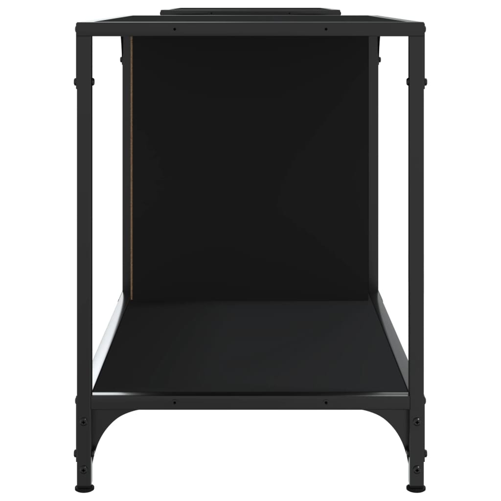 vidaXL Szafka pod TV, czarna, 203x37x50 cm, materiał drewnopochodny