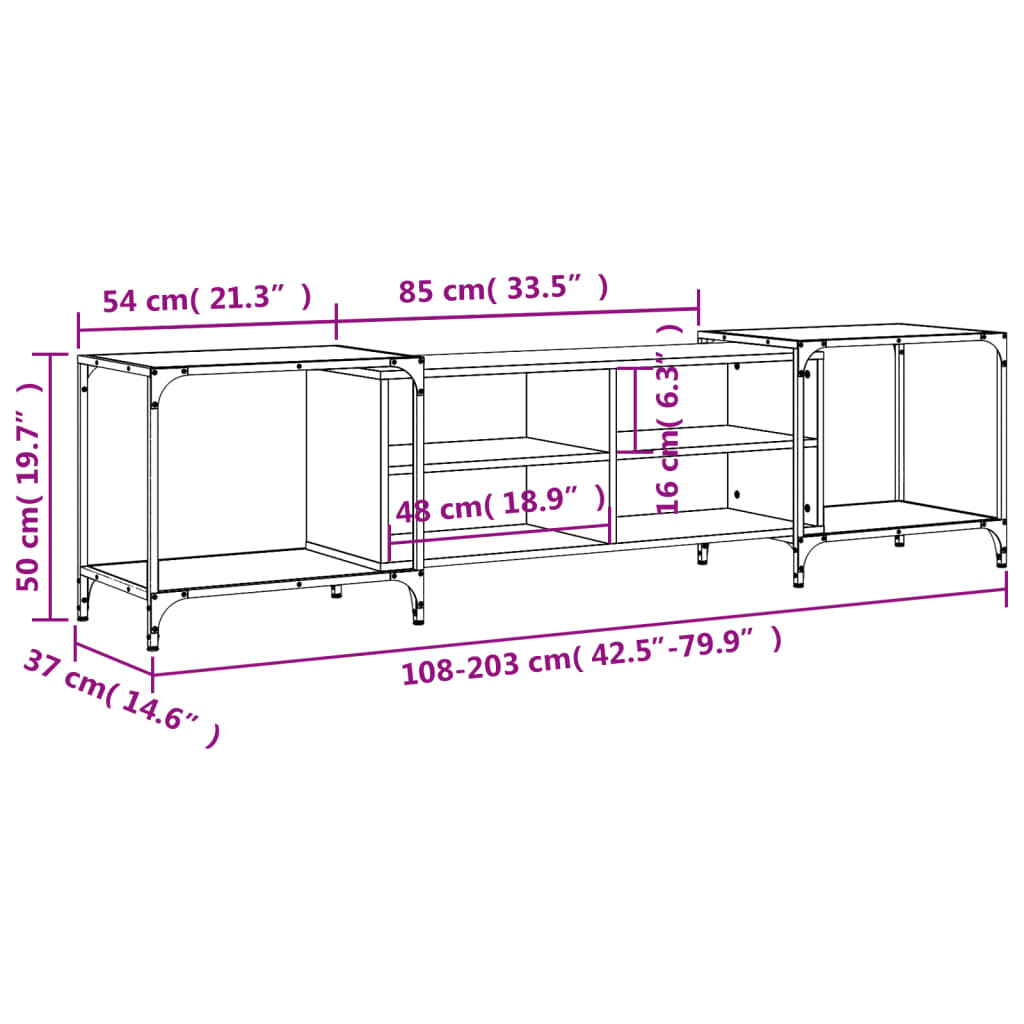 vidaXL Szafka pod TV, czarna, 203x37x50 cm, materiał drewnopochodny