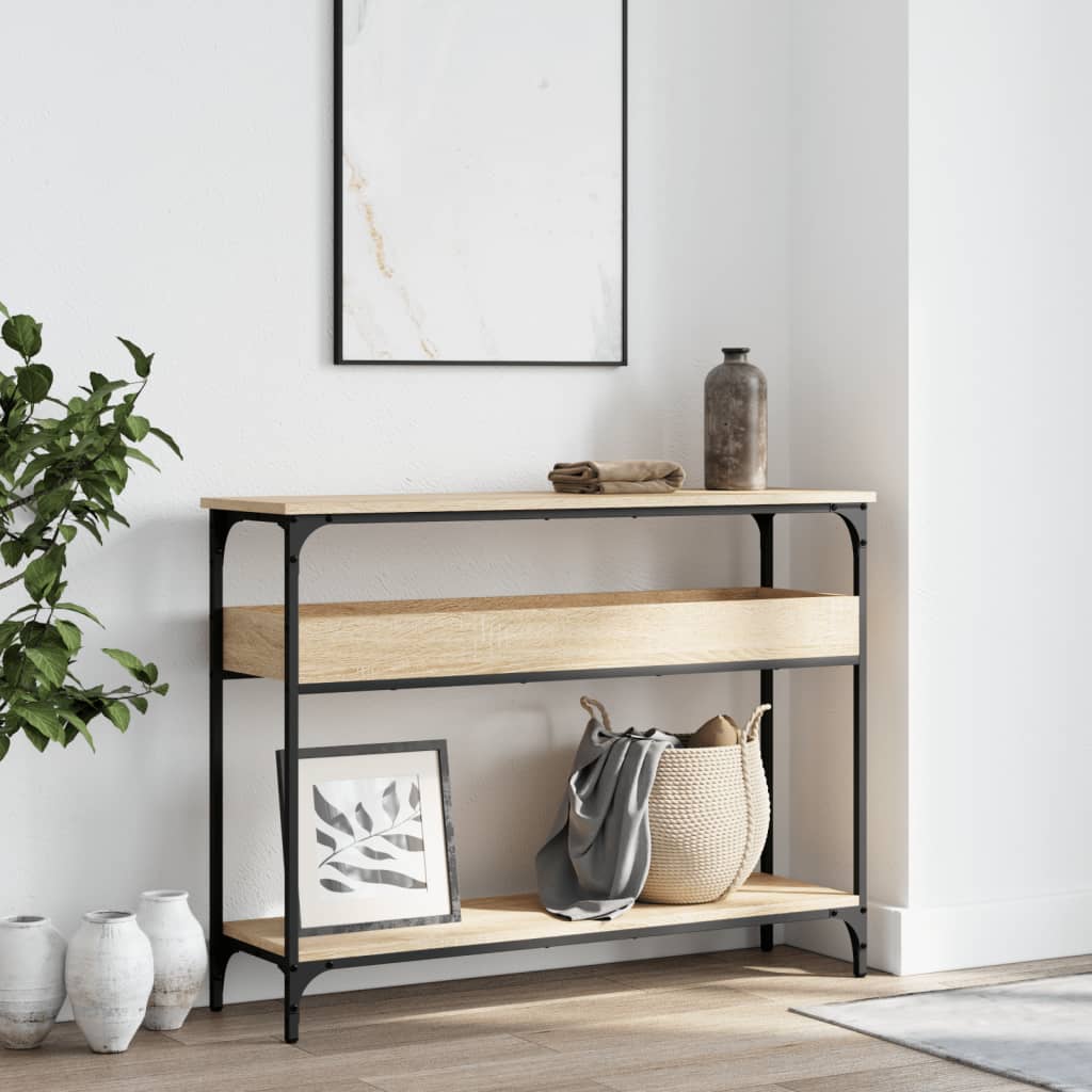 vidaXL Stolik konsolowy z półką, dąb sonoma, 100x29x75 cm, drewno konstrukcyjne