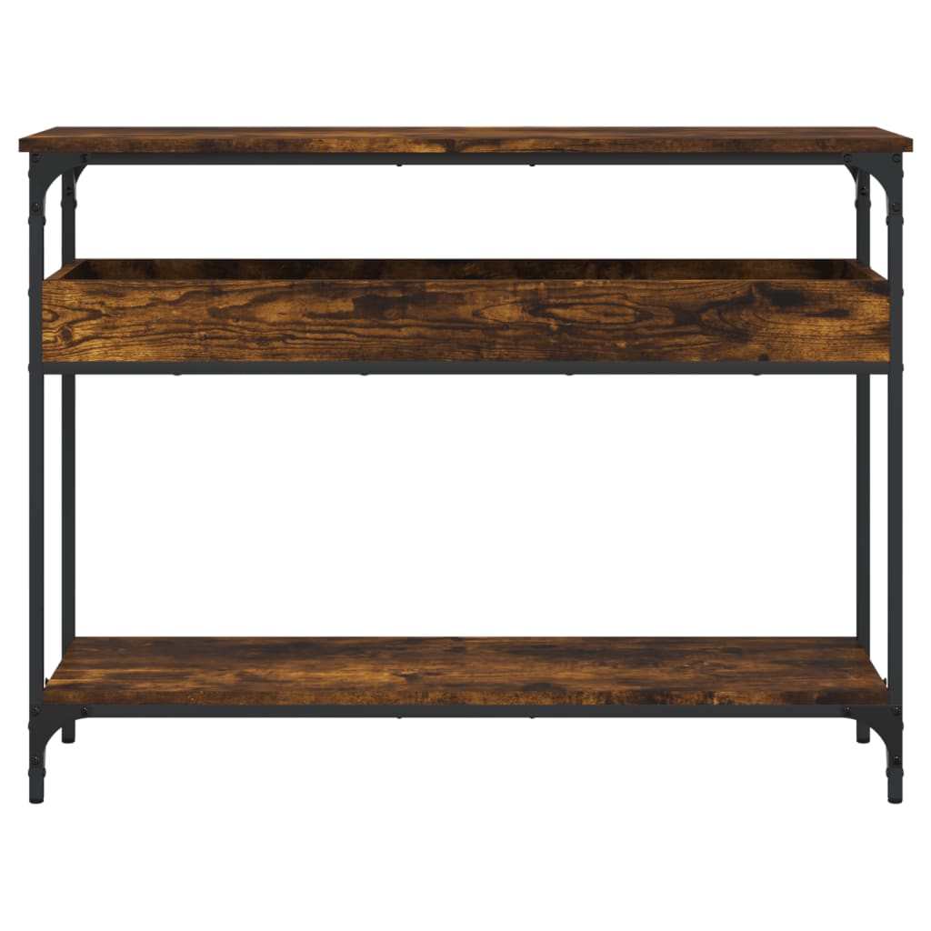 vidaXL Stolik konsolowy z półką, przydymiony dąb, 100x29x75 cm