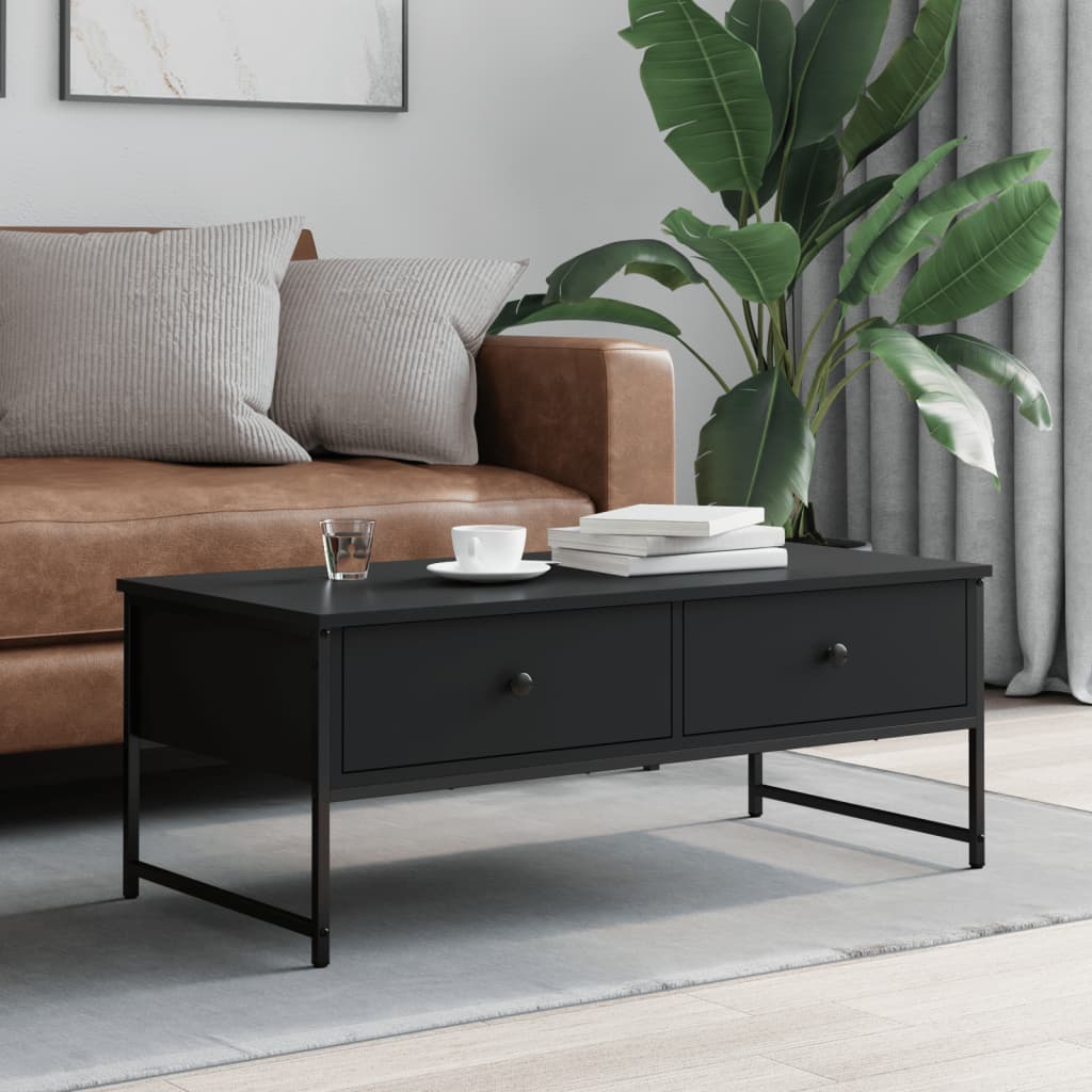 vidaXL Stolik kawowy, czarny, 101x49x39,5 cm, materiał drewnopochodny