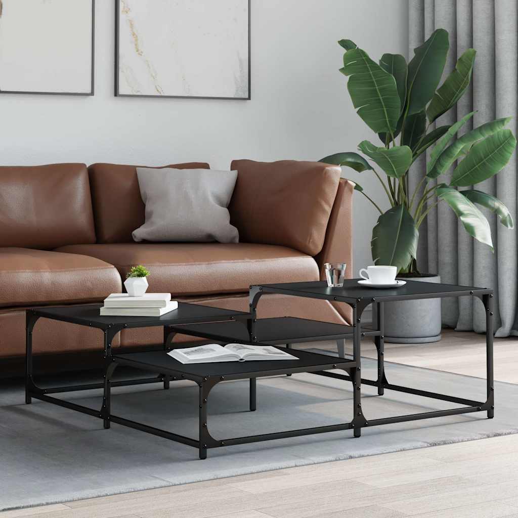 vidaXL Stolik kawowy, czarny, 107x107x40 cm, materiał drewnopochodny