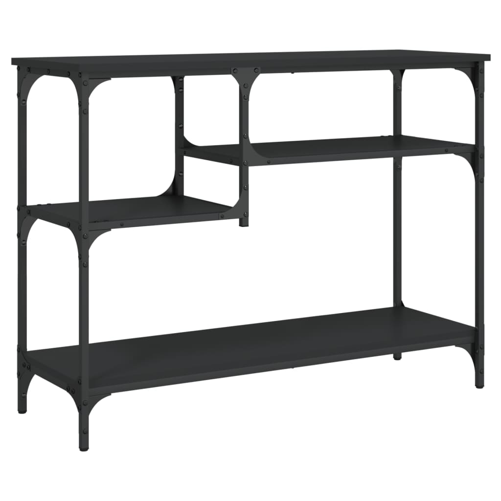 vidaXL Stolik konsolowy z półkami, czarny, 100x35x75 cm