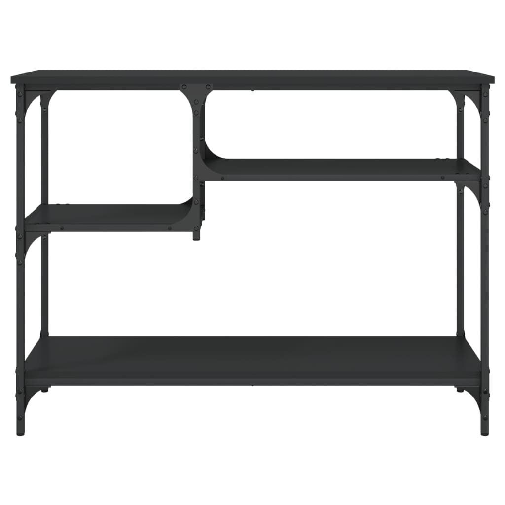 vidaXL Stolik konsolowy z półkami, czarny, 100x35x75 cm