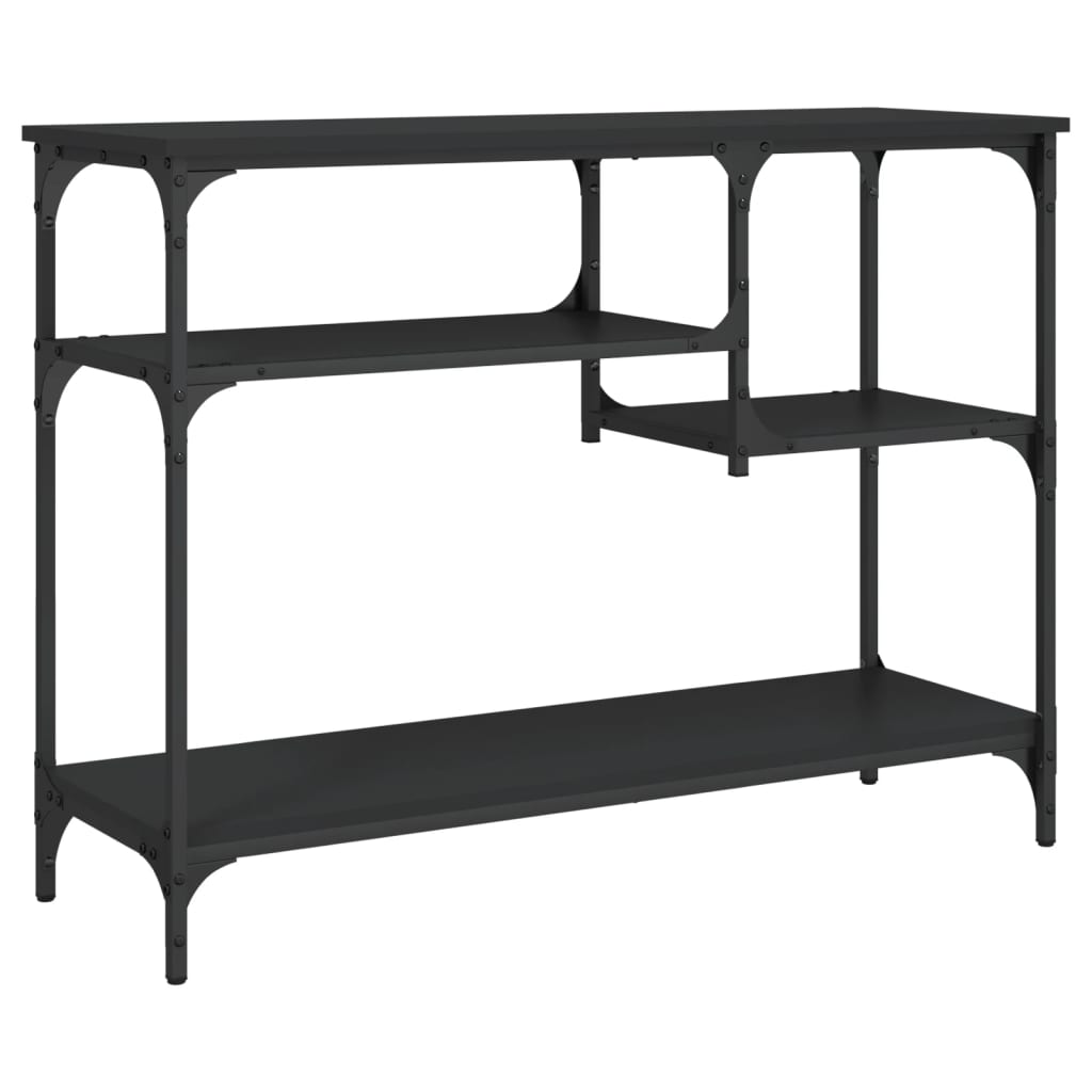 vidaXL Stolik konsolowy z półkami, czarny, 100x35x75 cm