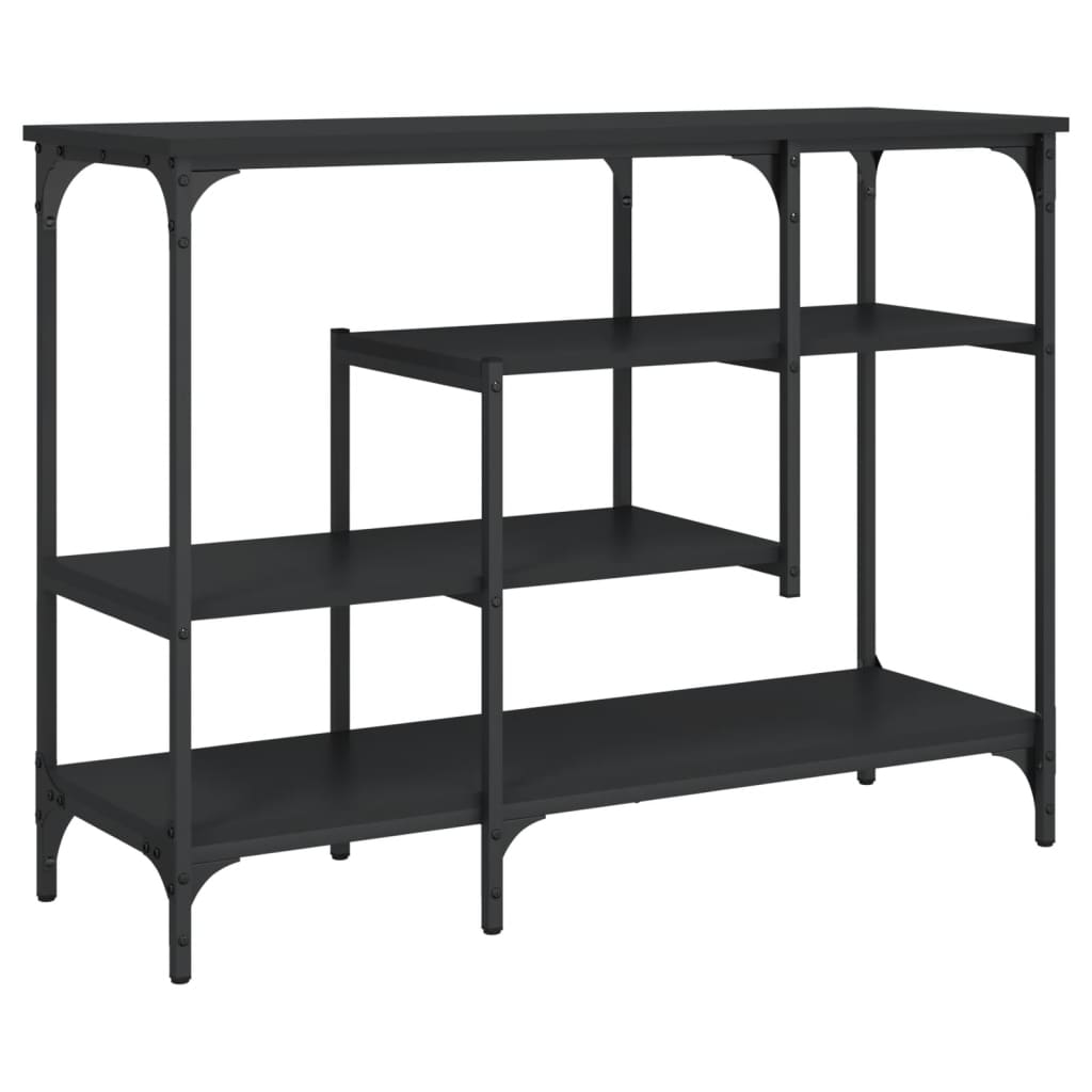 vidaXL Stolik konsolowy z półkami, czarny, 100x35x75 cm