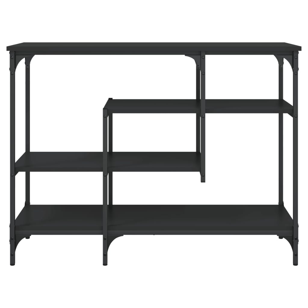 vidaXL Stolik konsolowy z półkami, czarny, 100x35x75 cm