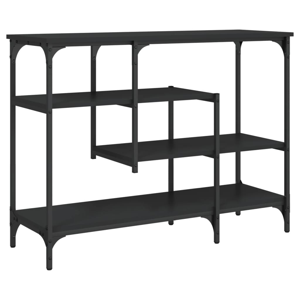 vidaXL Stolik konsolowy z półkami, czarny, 100x35x75 cm