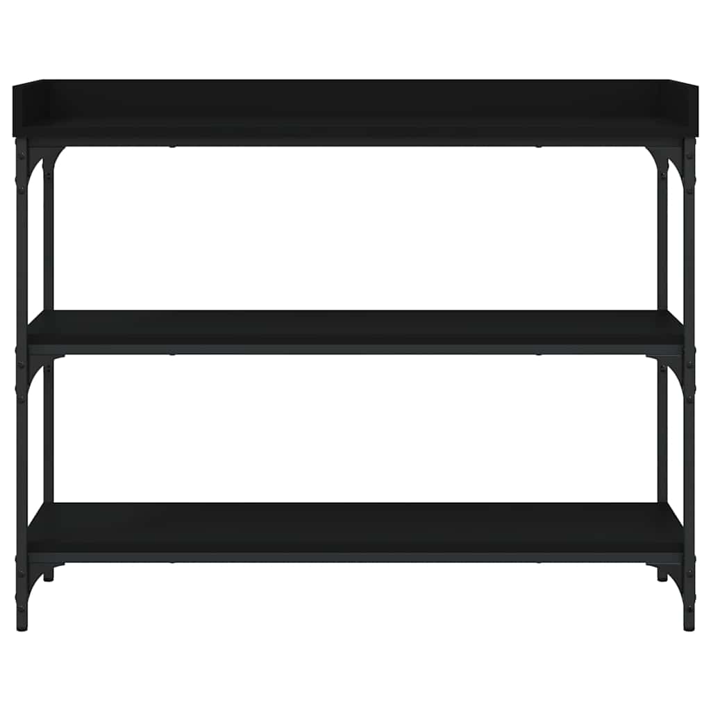 vidaXL Stolik konsolowy z półkami, czarny, 100x30x80 cm