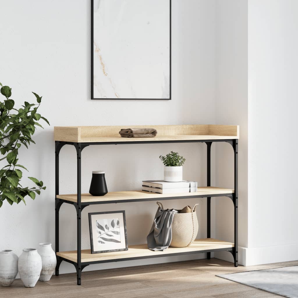 vidaXL Stolik konsolowy z półkami, dąb sonoma, 100x30x80 cm
