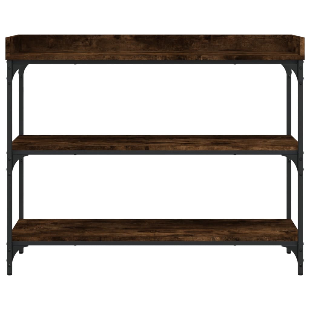 vidaXL Stolik konsolowy z półkami, przydymiony dąb, 100x30x80 cm