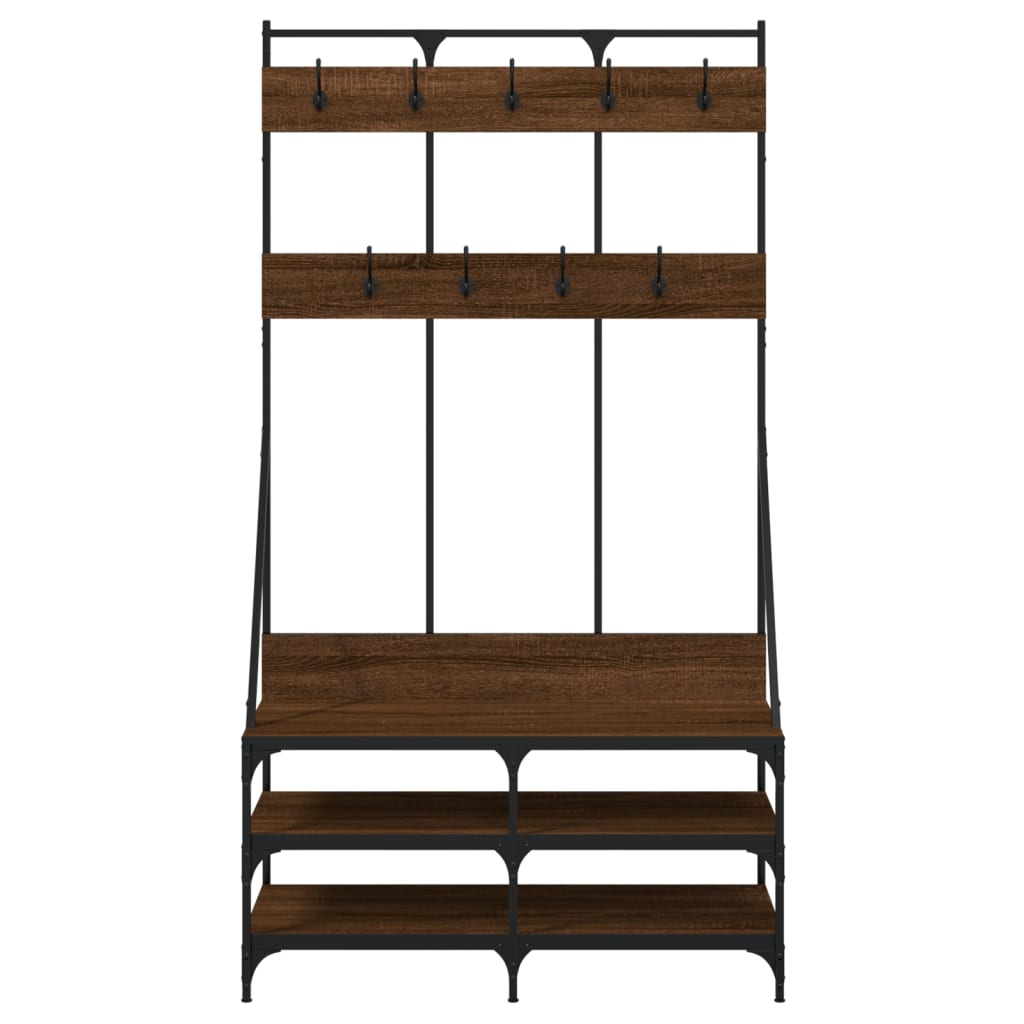 vidaXL Wieszak na ubrania z miejscem na buty brązowy dąb 100x40x184 cm