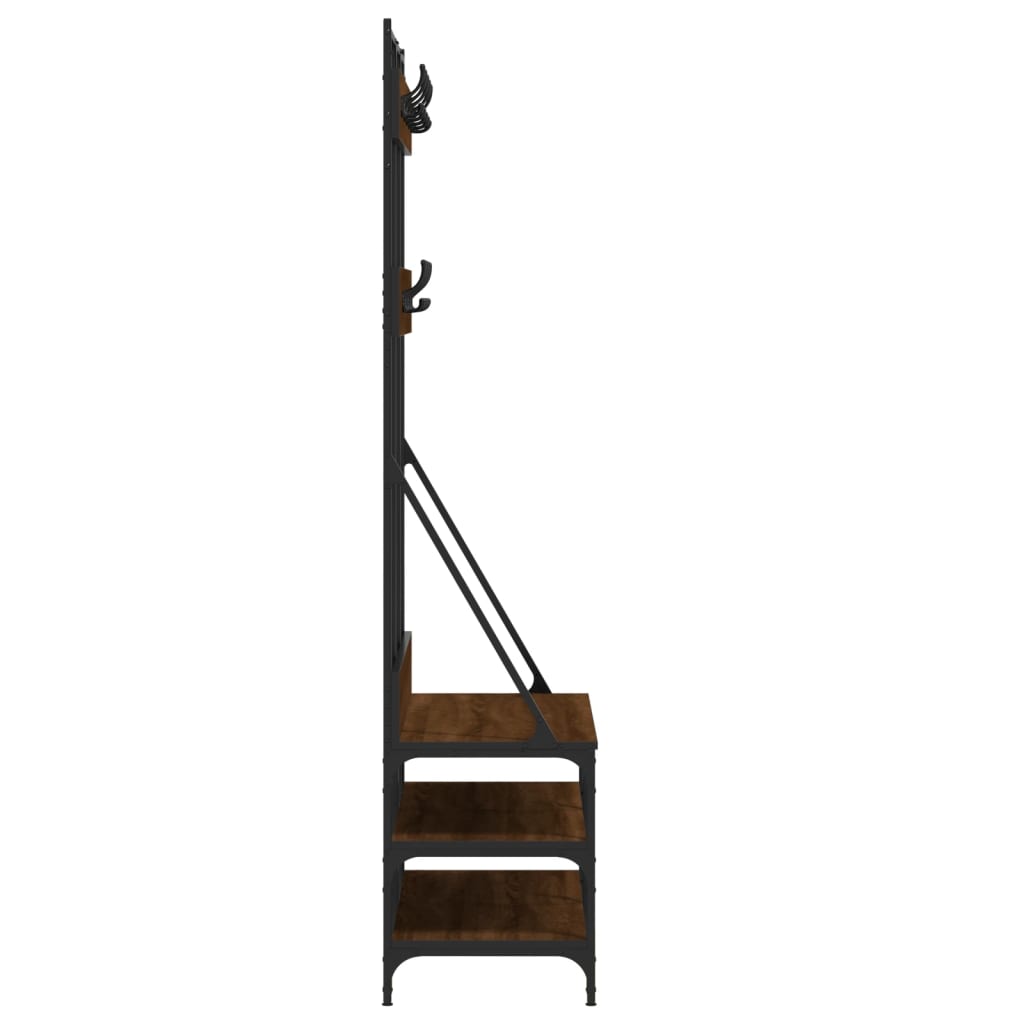 vidaXL Wieszak na ubrania z miejscem na buty brązowy dąb 100x40x184 cm