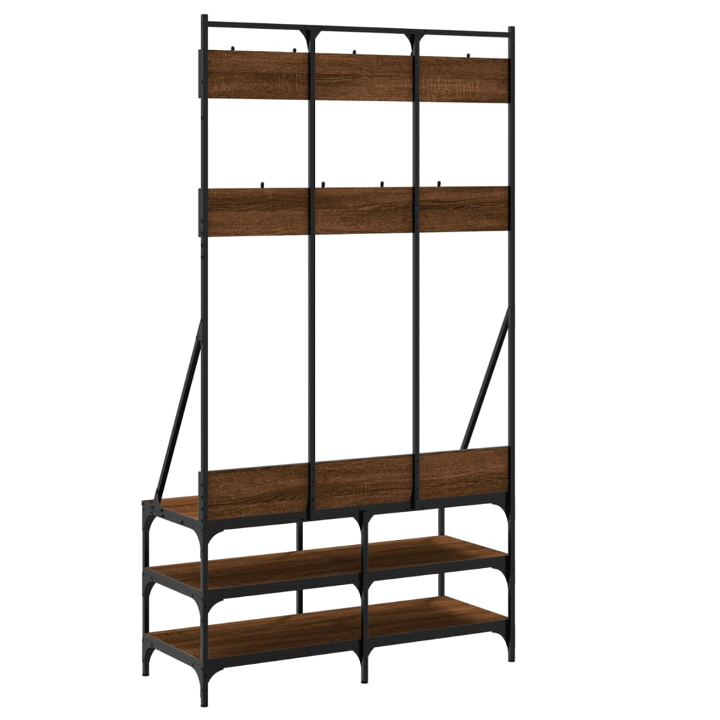 vidaXL Wieszak na ubrania z miejscem na buty brązowy dąb 100x40x184 cm
