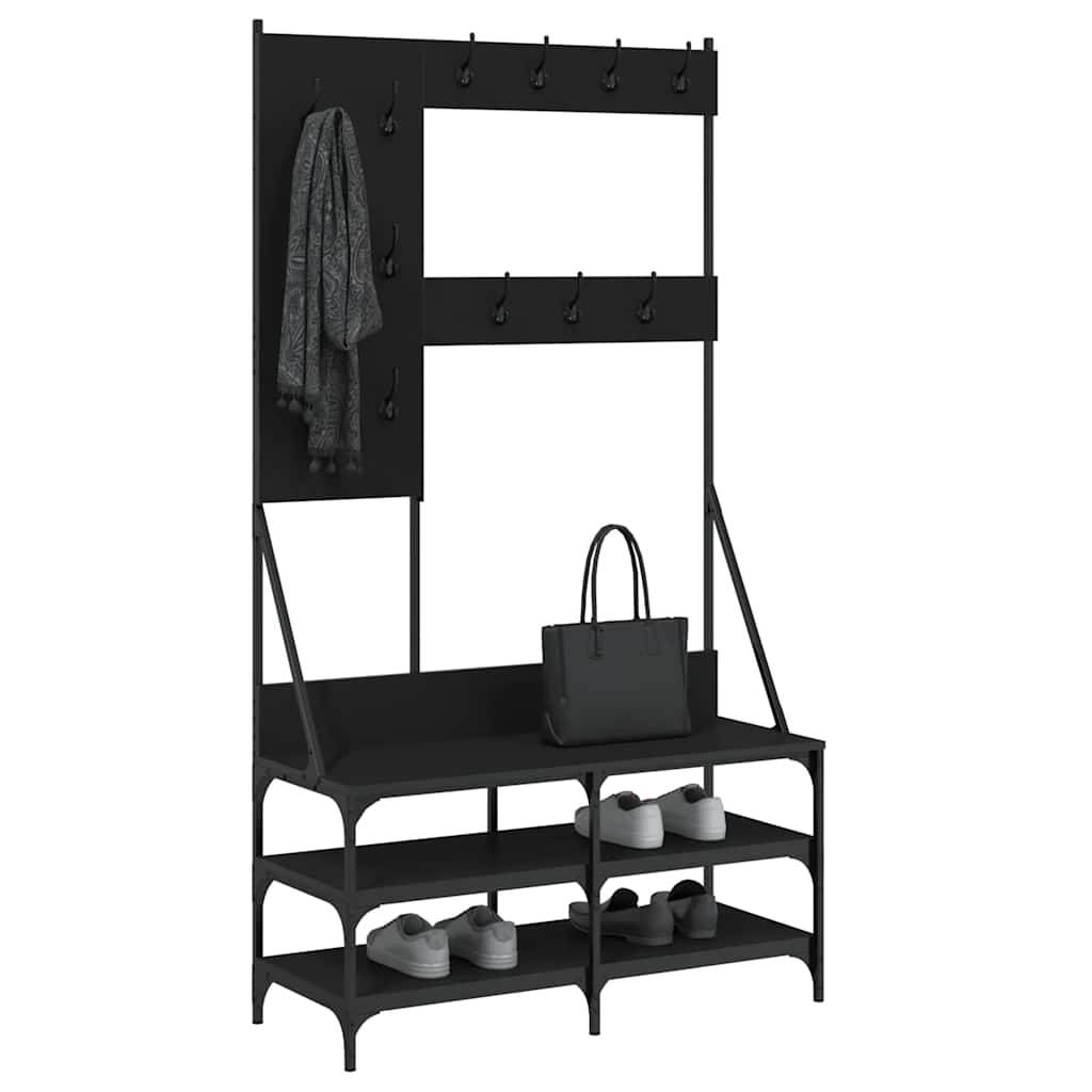 vidaXL Wieszak na ubrania z miejscem na buty, czarny, 100x40x184 cm