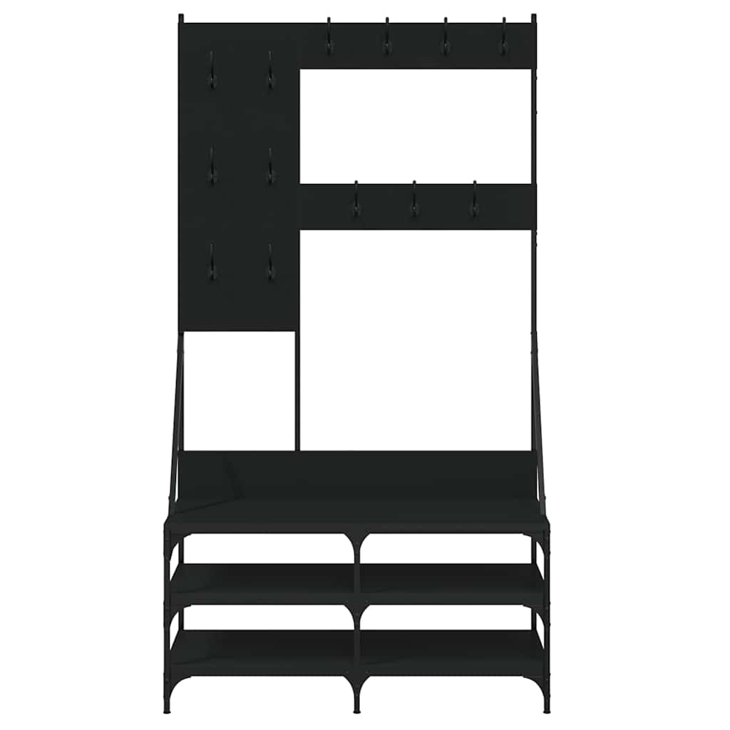 vidaXL Wieszak na ubrania z miejscem na buty, czarny, 100x40x184 cm