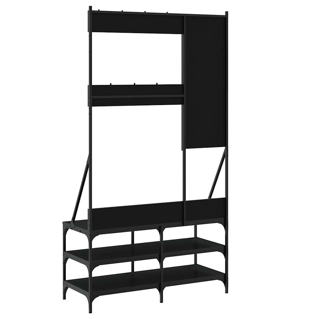 vidaXL Wieszak na ubrania z miejscem na buty, czarny, 100x40x184 cm