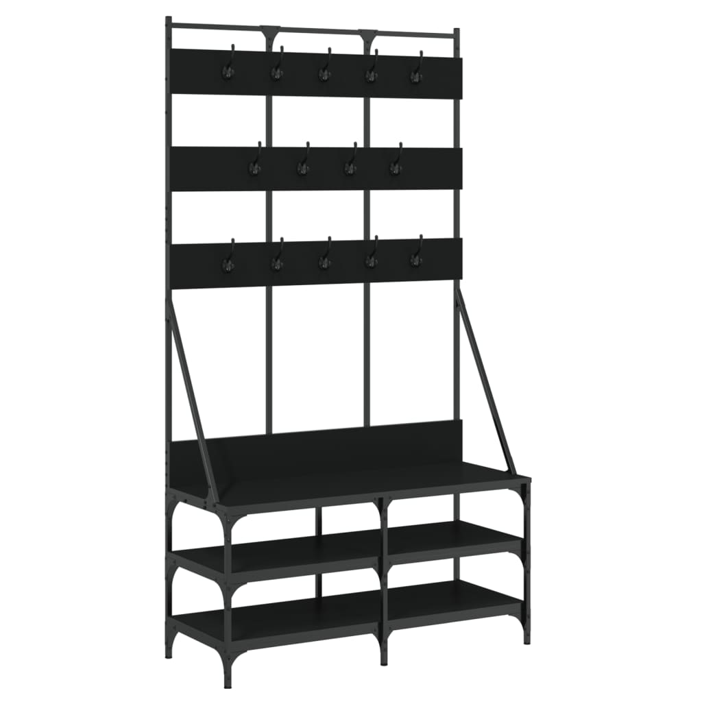 vidaXL Wieszak na ubrania z miejscem na buty, czarny, 100x40x184 cm