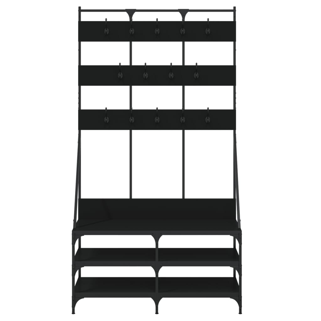 vidaXL Wieszak na ubrania z miejscem na buty, czarny, 100x40x184 cm