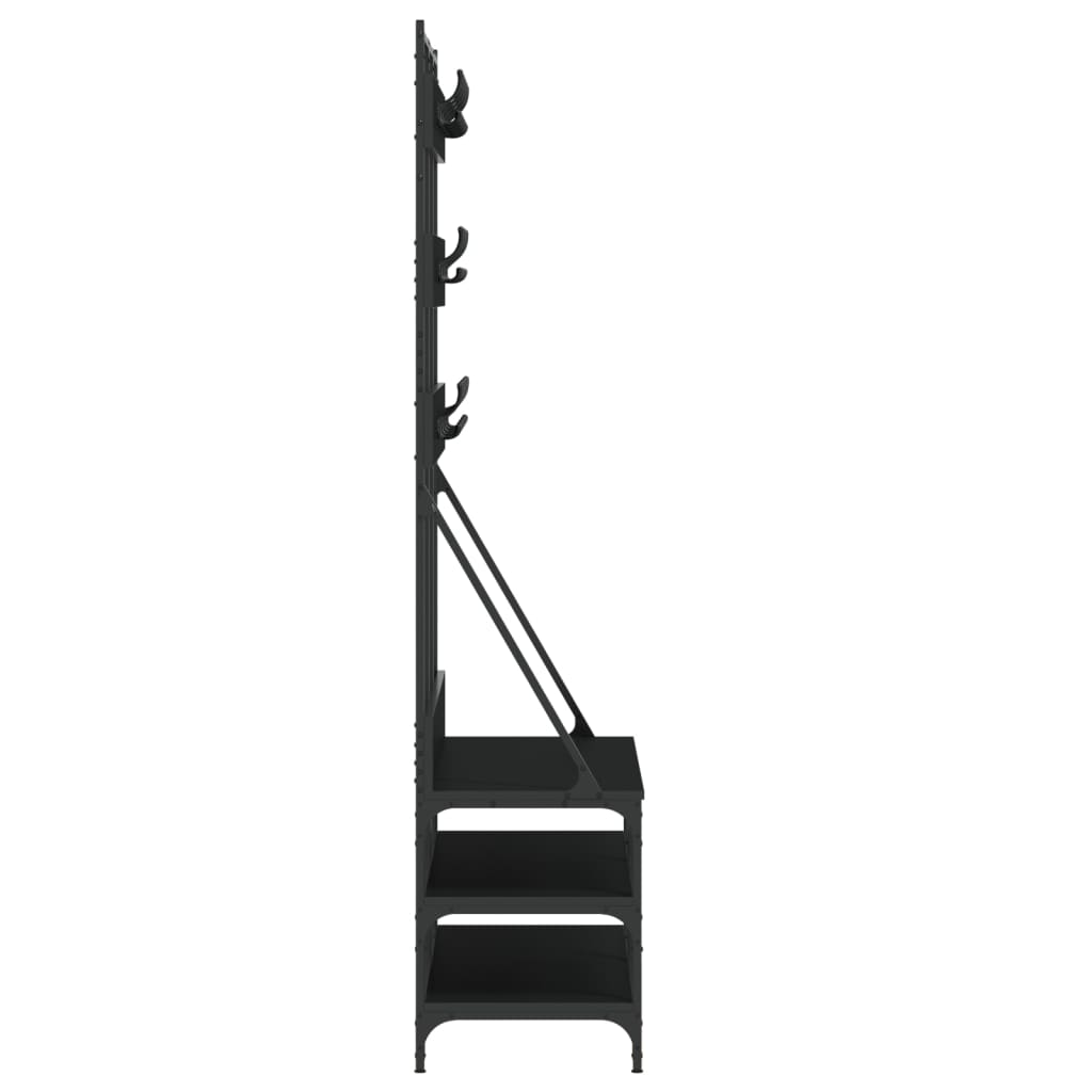 vidaXL Wieszak na ubrania z miejscem na buty, czarny, 100x40x184 cm