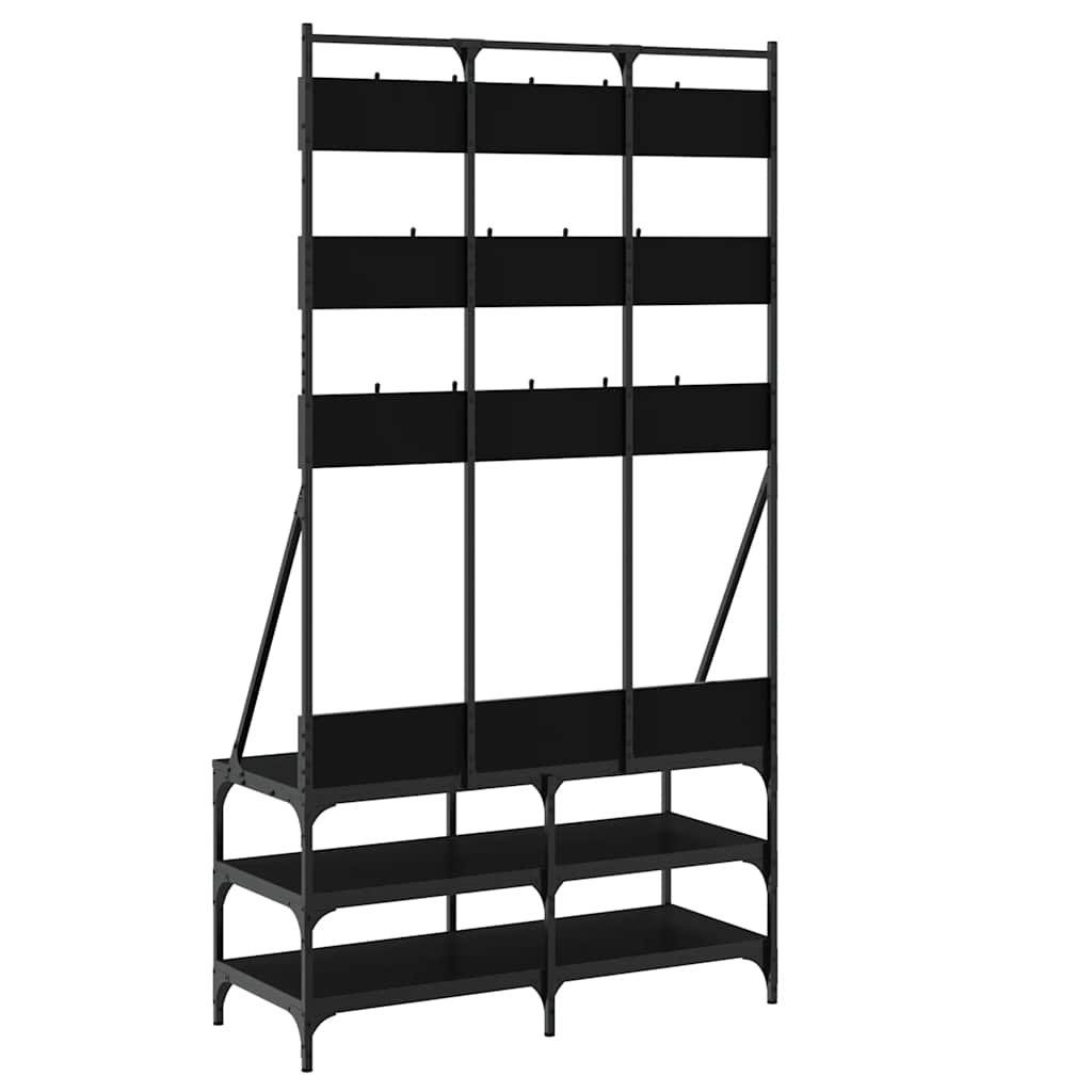 vidaXL Wieszak na ubrania z miejscem na buty, czarny, 100x40x184 cm