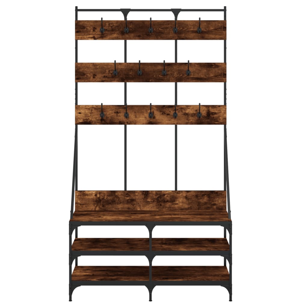 vidaXL Wieszak na ubrania z miejscem na buty opalany dąb 100x40x184 cm