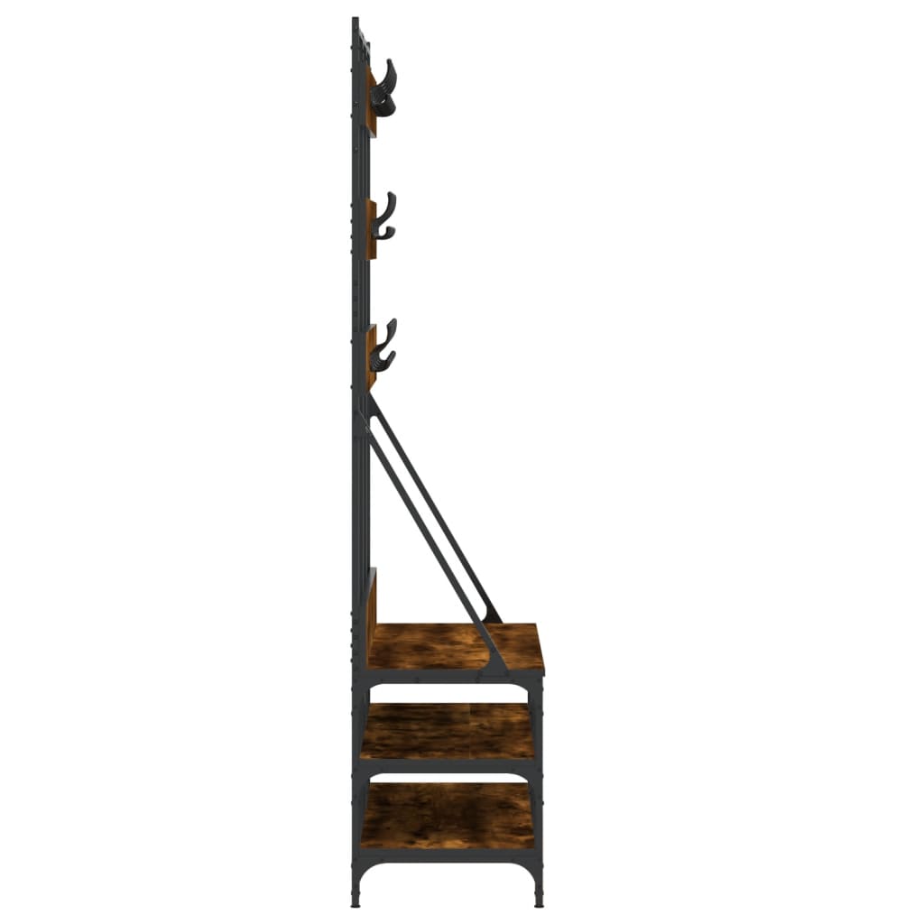 vidaXL Wieszak na ubrania z miejscem na buty opalany dąb 100x40x184 cm