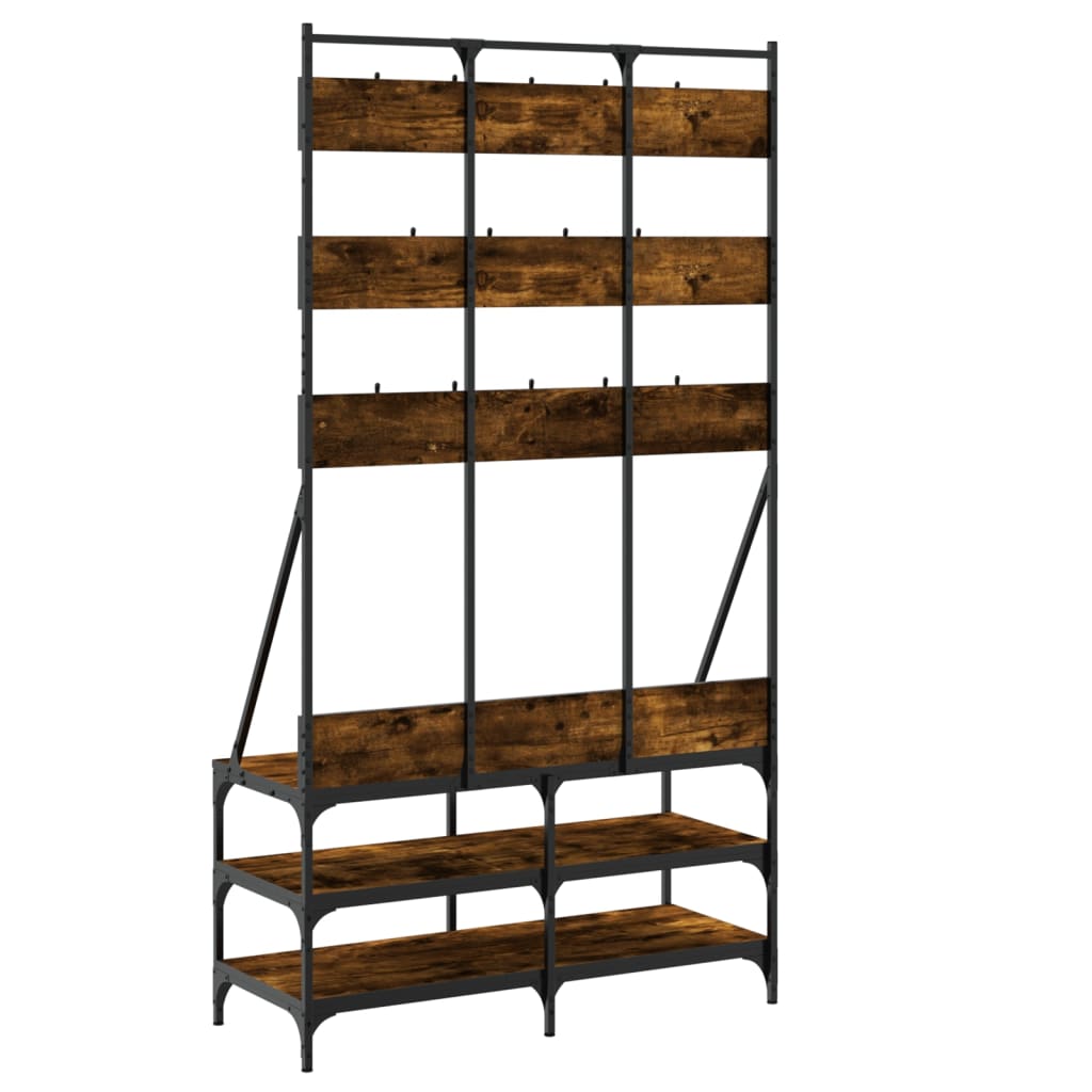 vidaXL Wieszak na ubrania z miejscem na buty opalany dąb 100x40x184 cm