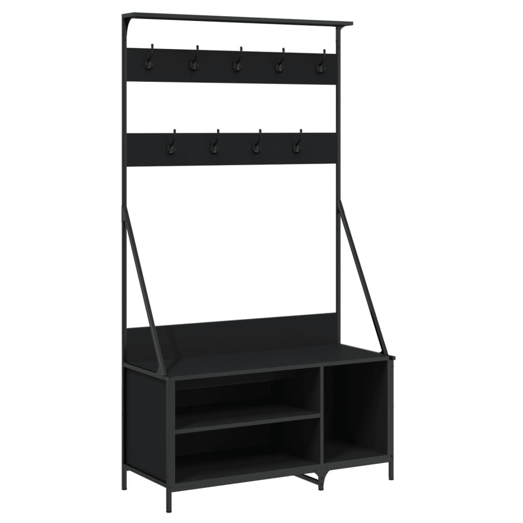 vidaXL Wieszak na ubrania z miejscem na buty, czarny, 100x41x184 cm
