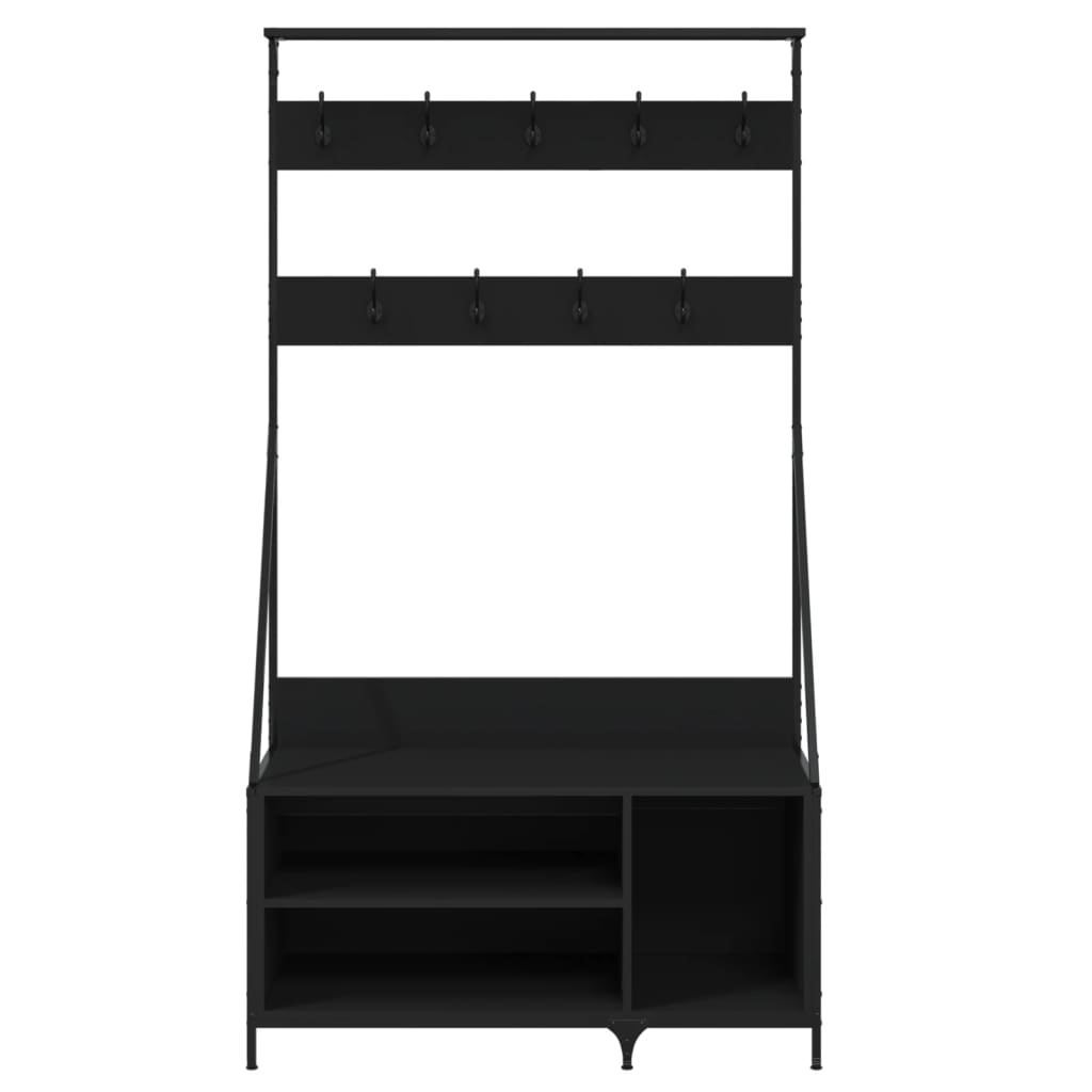 vidaXL Wieszak na ubrania z miejscem na buty, czarny, 100x41x184 cm