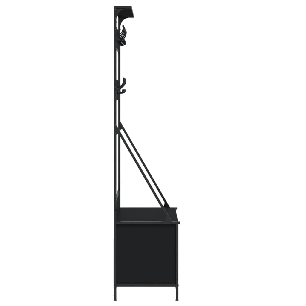 vidaXL Wieszak na ubrania z miejscem na buty, czarny, 100x41x184 cm